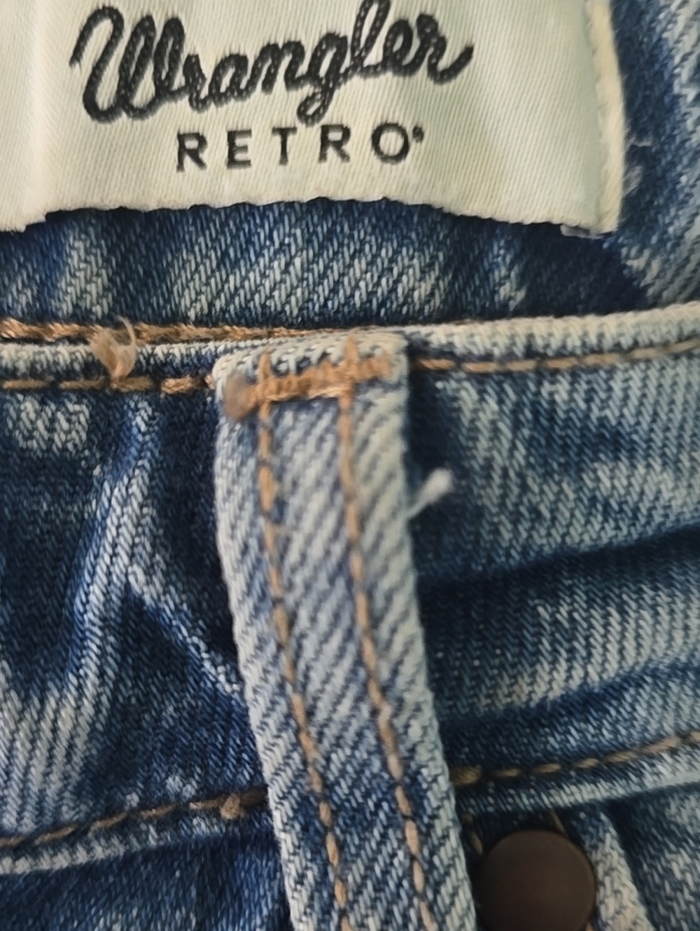 Wrangler Retro Blue Denim Jeans with Tan Stitching
